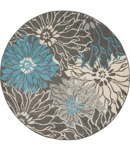 Nourison Passion Round Area Rug PSN17-Charcoal/Blue
