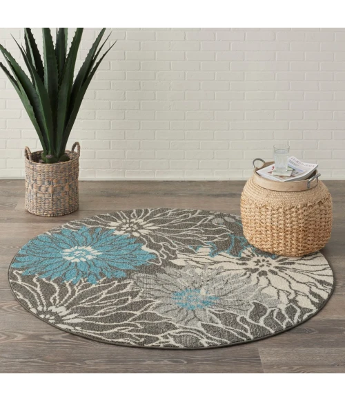 Nourison Passion Round Area Rug PSN17-Charcoal/Blue