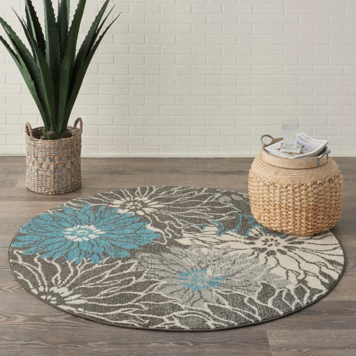 Nourison Passion Round Area Rug PSN17-Charcoal/Blue