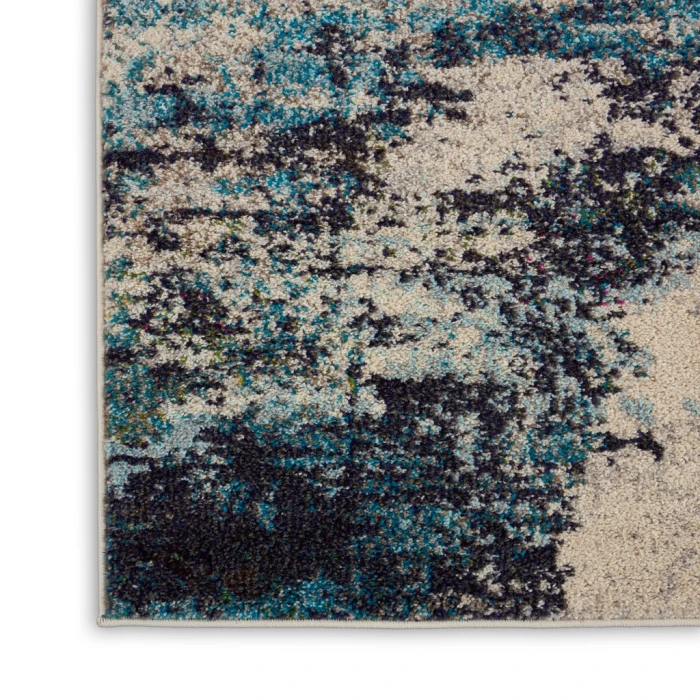 Nourison Celestial Area Rug CES02-Ivory/Teal Blue