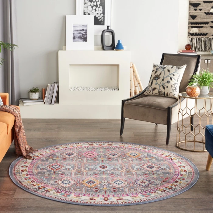 Nourison Vintage Kashan Area Rug VKA05-Grey/Multi