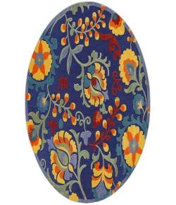 Nourison Home Aloha ALH17 Navy Multicolor 7 ft. 10 in. Round Area Rug