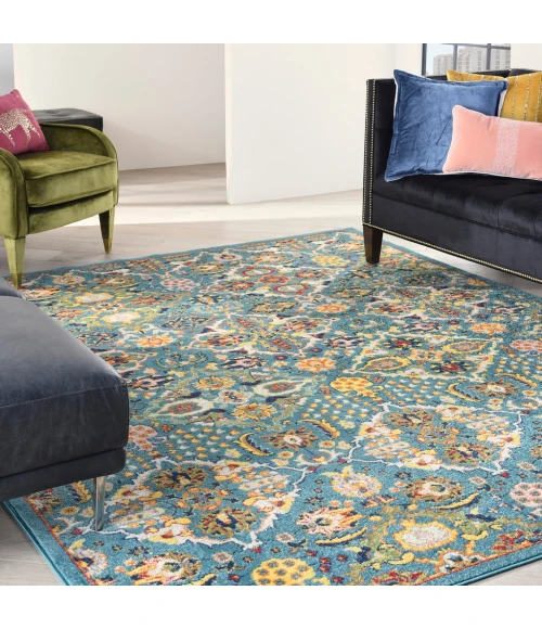 Nourison Allur Area Rug ALR03-Turquoise Ivory