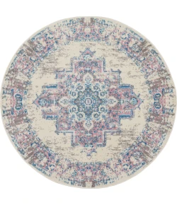 Nourison Home Grafix GRF14 Ivory Pink 5 ft. 3 in. Round Area Rug