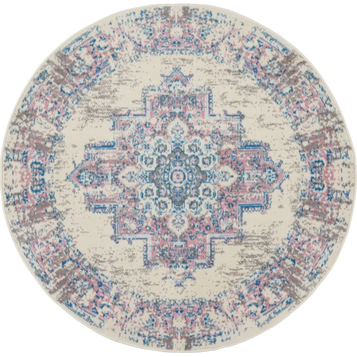 Nourison Grafix Round Area Rug GRF14-Ivory/Pink