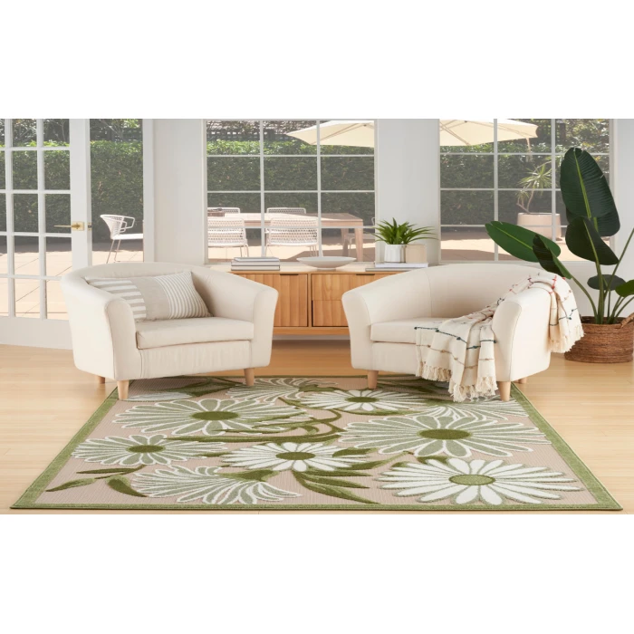 Nourison Aloha Ivory Green ALH33 3 ft. 6 in. X 5 ft. 6 in. Rectangle Rug