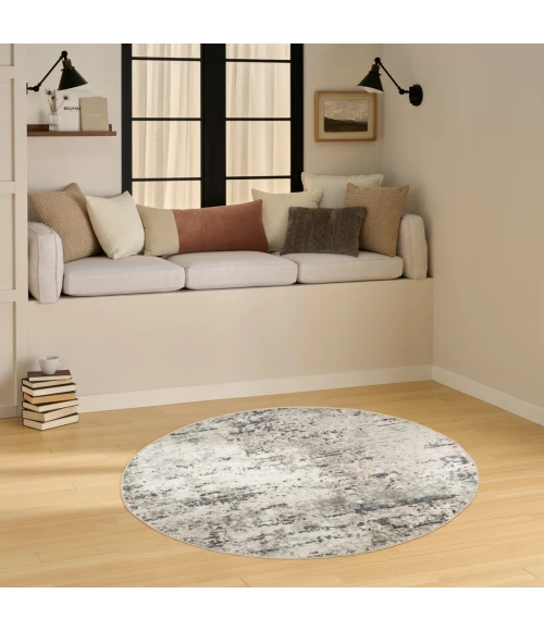 Nourison Quarry Ivory Blue Grey QUA01 4 ft. X Round Rug