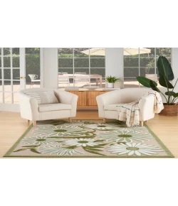Nourison Home Aloha ALH33 Ivory Green 5 ft. 3 in. X 7 ft. 5 in. Area Rug