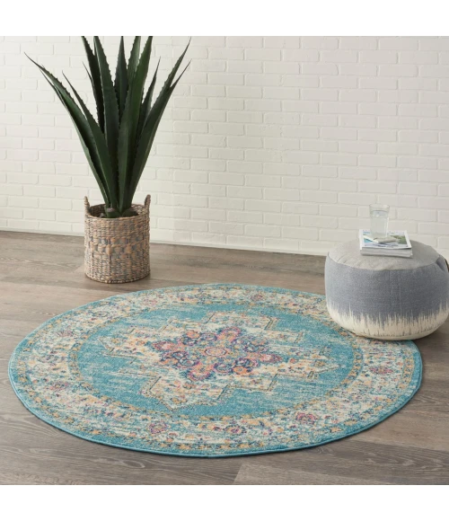 Nourison Passion Round Area Rug PSN03-Light Blue