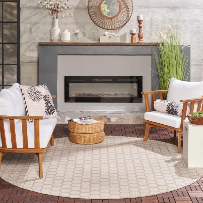 Nourison Twist Reversible Grey TWS01 8 ft. X Round Rug