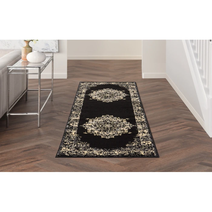 Nourison Grafix Black GRF14 2 ft. X 6 ft. Rectangle Rug