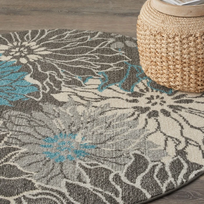 Nourison Passion Round Area Rug PSN17-Charcoal/Blue