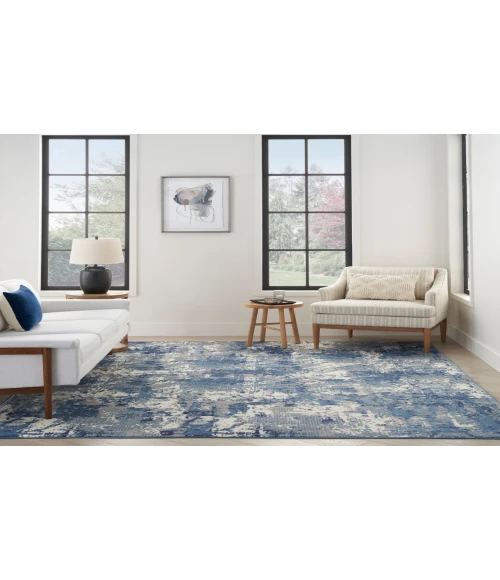 Nourison Grafix Navy Blue GRF38 7 ft. 10 in. X 9 ft. 10 in. Rectangle Rug