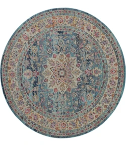 Nourison Home Vintage Kashan VKA01 Blue 6 ft. Round Area Rug