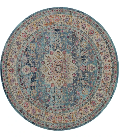 Nourison Vintage Kashan Round Area Rug VKA01-Blue