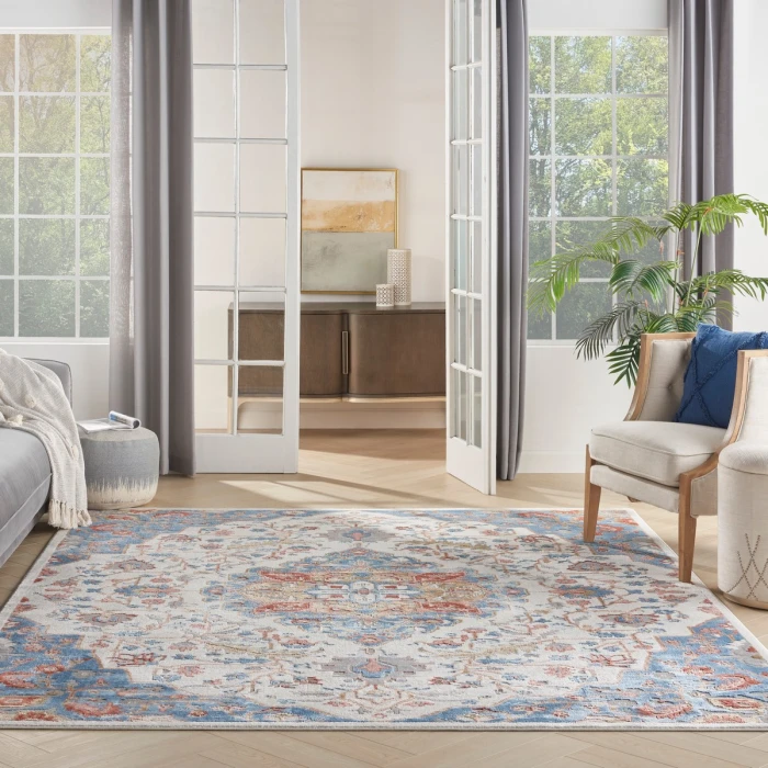 Nourison Elation Area Rug ETN09 Ivory Blue 9' x 12'