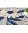 Nourison Aloha Blue Grey ALH33 5 ft. 3 in. Round Rug