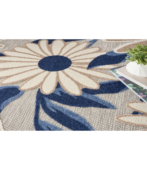 Nourison Aloha Blue Grey ALH33 5 ft. 3 in. Round Rug