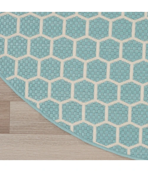 Nourison Twist Reversible Aqua TWS01 8 ft. X Round Rug