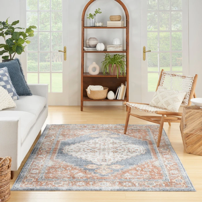 Nourison Astra Machine Washable Area Rug ASW11 Denim Multi