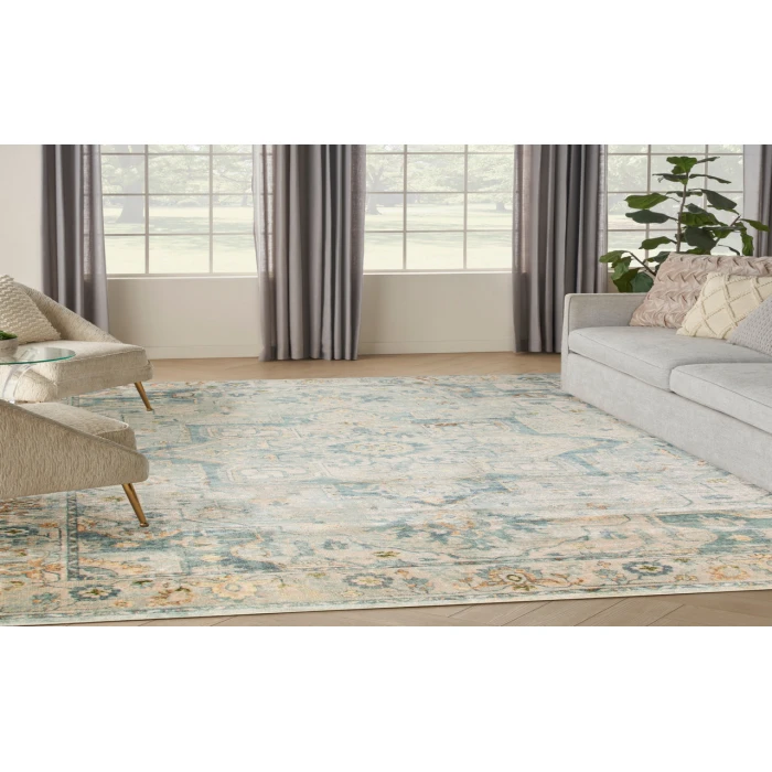 Nourison Astra Machine Washable Light Blue ASW12 9 ft. X 12 ft. Rectangle Rug