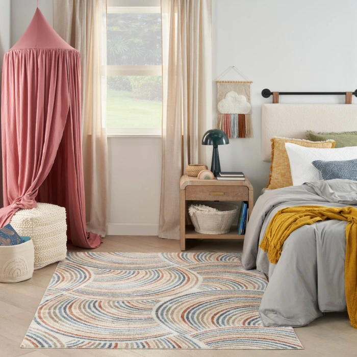 Nourison Astra Machine Washable Area Rug ASW08 Ivory/Multi
