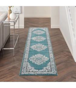 Nourison Home Passion PSN03 Turquoise Grey 2 ft. 2 in. X 10 ft. Area Rug
