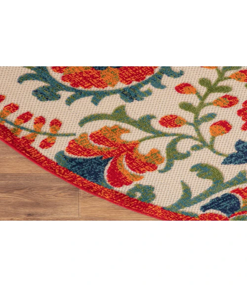 Nourison Aloha Red Multicolor ALH17 5 ft. 3 in. Round Rug