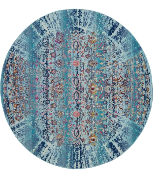 Nourison Vintage Kashan Round Area Rug VKA02-Blue