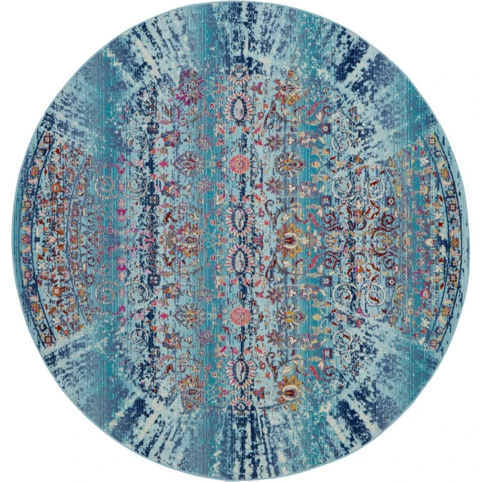 Nourison Vintage Kashan Round Area Rug VKA02-Blue