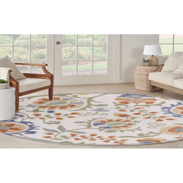 Nourison Aloha Ivory Blue ALH17 7’10” Round Rug