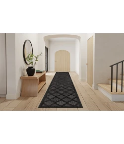 Nourison Home Easy Care NES01 Charcoal Black 2 ft. 2 in. X 16 ft. Area Rug