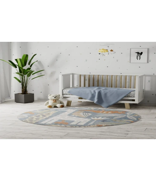 Nourison Astra Machine Washable Multicolor ASW01 4 ft. Round Rug