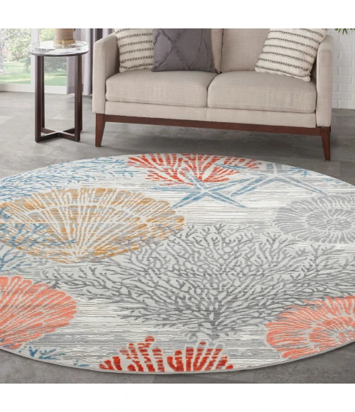 Nourison Seaside Multicolor SDS04 5 ft. X Round Rug