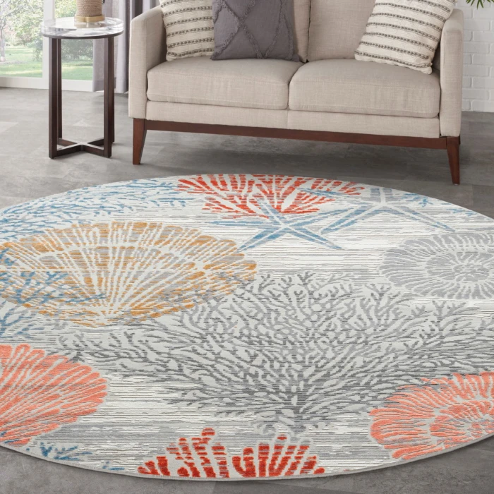 Nourison Seaside Multicolor SDS04 5 ft. X Round Rug