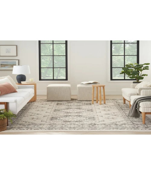 Nourison Serenity Home Ivory Grey SRH01 7 ft. 10 in. X 9 ft. 10 in. Rectangle Rug