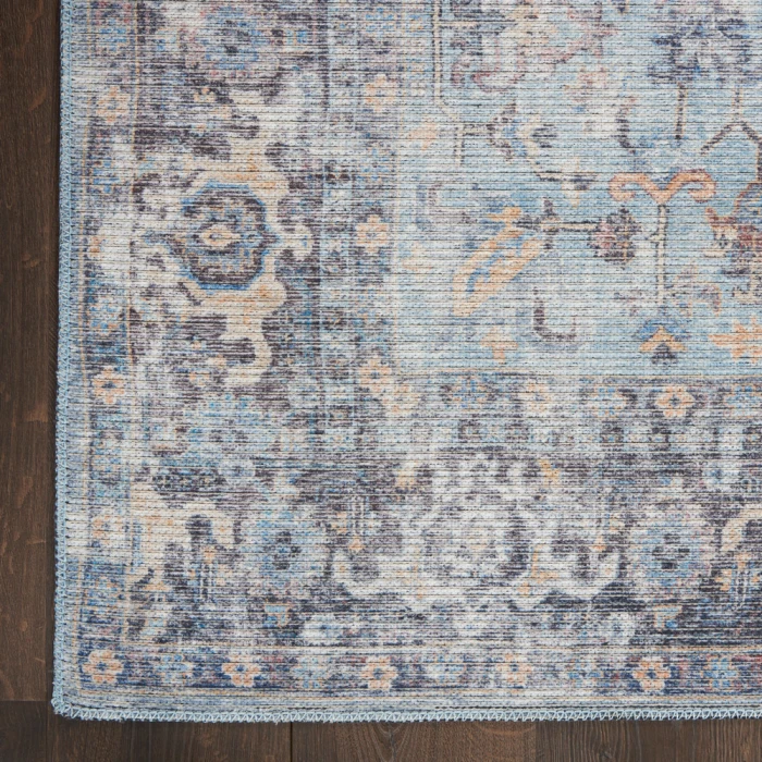Nicole Curtis Machine Washable Series 1 Area Rug SR104 Light Grey/Blue