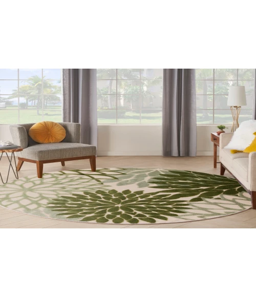 Nourison Aloha Ivory Green ALH05 5 ft. 3 in. Round Rug