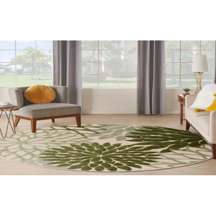 Nourison Aloha Ivory Green ALH05 5 ft. 3 in. Round Rug
