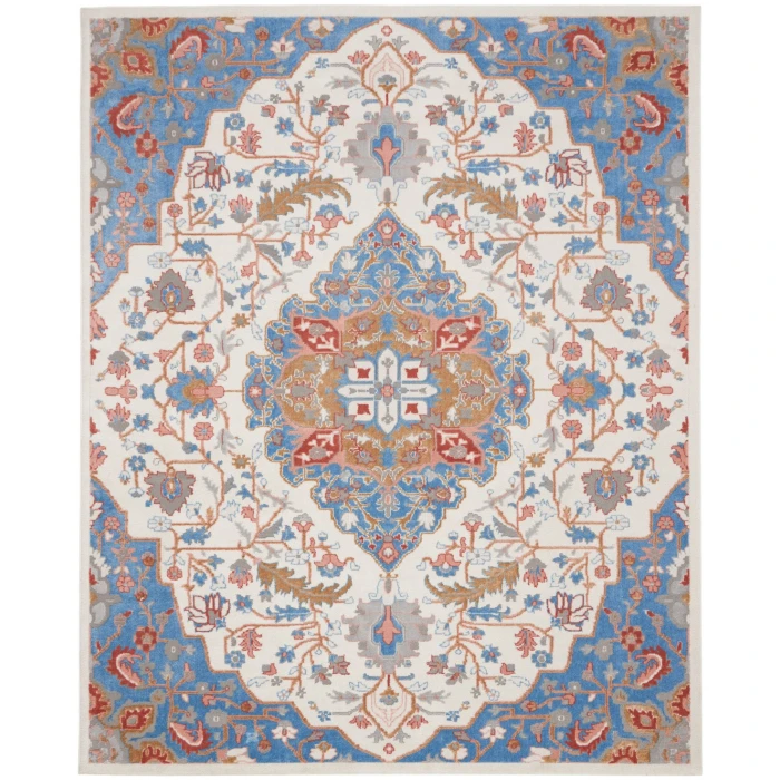 Nourison Elation Area Rug ETN09 Ivory Blue 7'10" x 9'10"