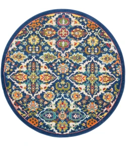 Nourison Home Allur ALR03 Navy Multicolor 5 ft. 3 in. Round Area Rug