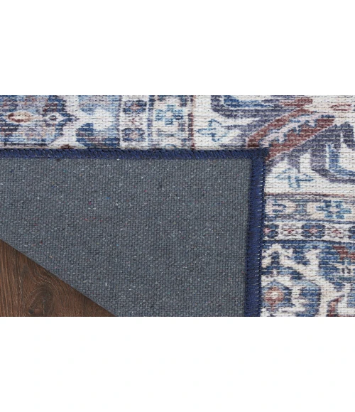 Nicole Curtis Machine Washable Series 1 Navy Ivory SR104 4 ft. X 6 ft. Rectangle Rug