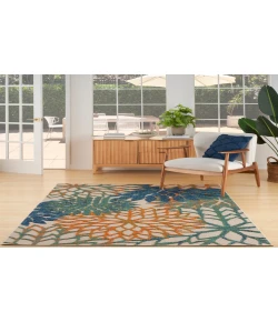 Nourison Home Aloha ALH05 Blue Green 3 ft. 6 in. X 5 ft. 6 in. Area Rug