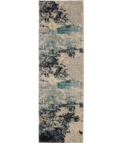 Nourison Home Celestial CES02 Ivory Teal Blue 2 ft. X 6 ft. Area Rug