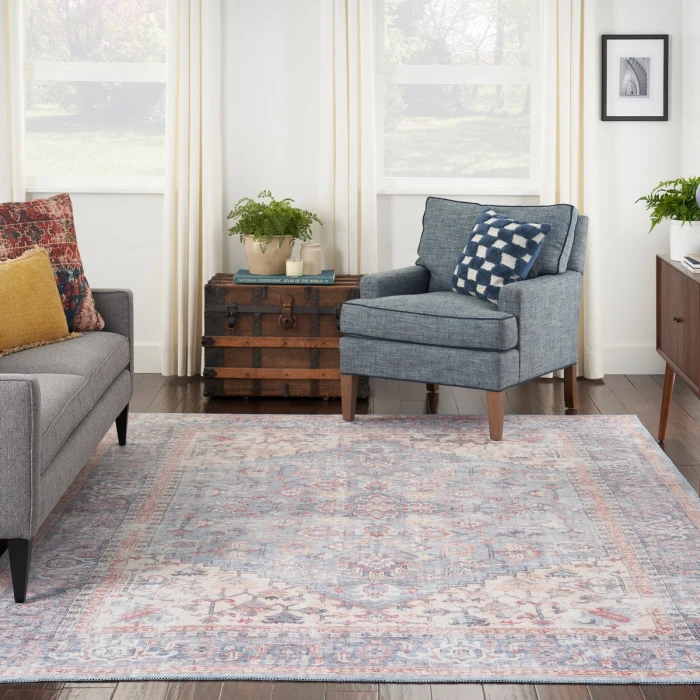 Nicole Curtis Machine Washable Series 1 Area Rug SR104 Blue/Multi 8' x 10'