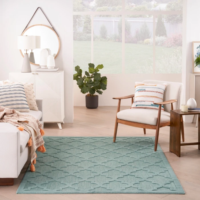 Nourison Easy Care Area Rug NES01 Aqua/Teal