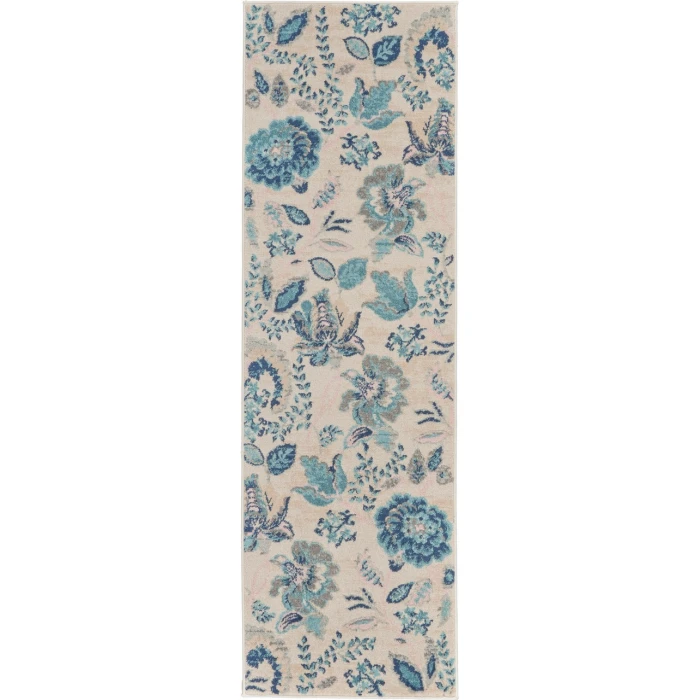Nourison Tranquil Runner Area Rug TRA02-Ivory/Light Blue