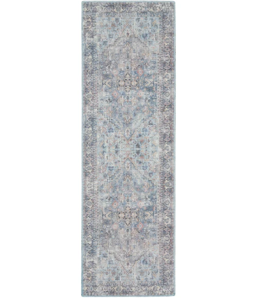 Nicole Curtis Machine Washable Series 1 Area Rug SR104 Light Grey/Blue