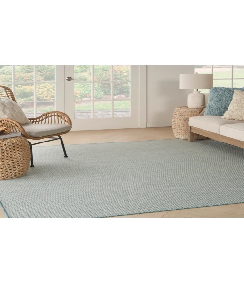 Nourison Courtyard Ivory Aqua COU01 8 ft. Square Rug