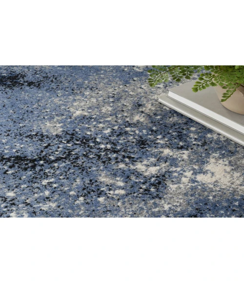 Nourison Passion Light Blue Black PSN10 8 ft. Round Rug